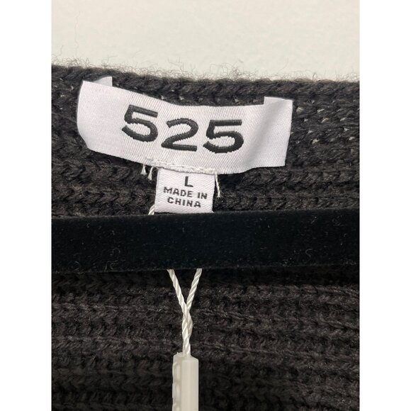 525 Womens Two-Way Black Ribbed Knit Sweater Wear Front Or Back Large NWT - Picture 3 of 5